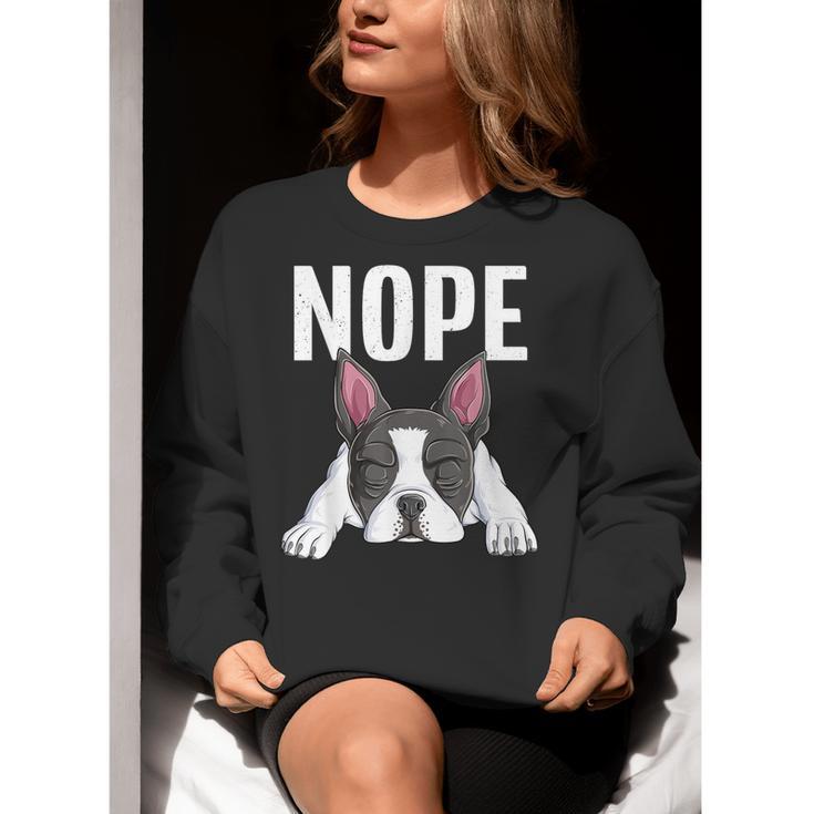 Nope Boston Terrier Puppy Dog Bostie Lover Men Women Girls Kids Women Crewneck Sweatshirt, funny gift