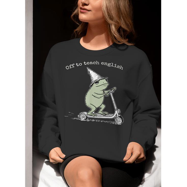 Off To Teach English Scooter Frog ESL Teacher Literature Women Crewneck Sweatshirt, Esl Teacher Sweatshirts, English Teacher Sweatshirts, funny gift Off To Teach English Scooter Frog ESL Teacher Literature Women Crewneck Sweatshirt, Esl Teacher Sweatshirts, English Teacher Sweatshirts, funny gift