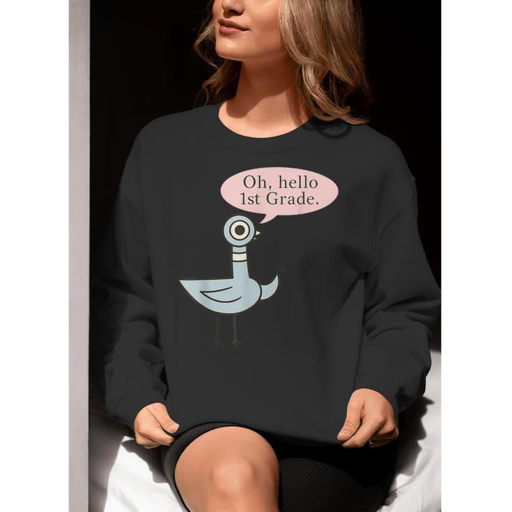 Oh Hello First Graders Cute Pigeon 1st Grade Teacher Women Crewneck Sweatshirt, First Grade Teacher Sweatshirts, funny gift Oh Hello First Graders Cute Pigeon 1st Grade Teacher Women Crewneck Sweatshirt, First Grade Teacher Sweatshirts, funny gift