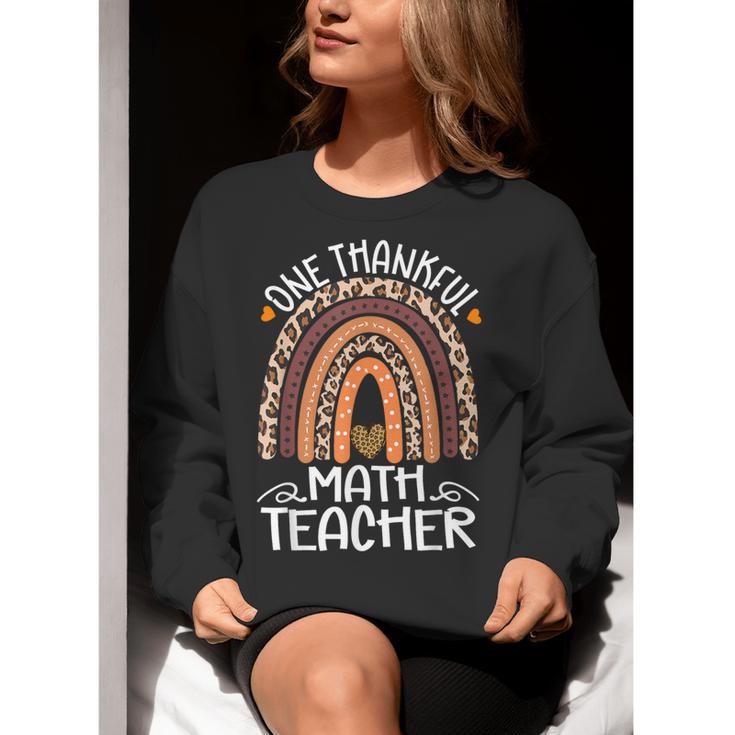 One Thankful Math Teacher Leopard Rainbow Thanksgiving Women Crewneck Sweatshirt, funny gift One Thankful Math Teacher Leopard Rainbow Thanksgiving Women Crewneck Sweatshirt, funny gift