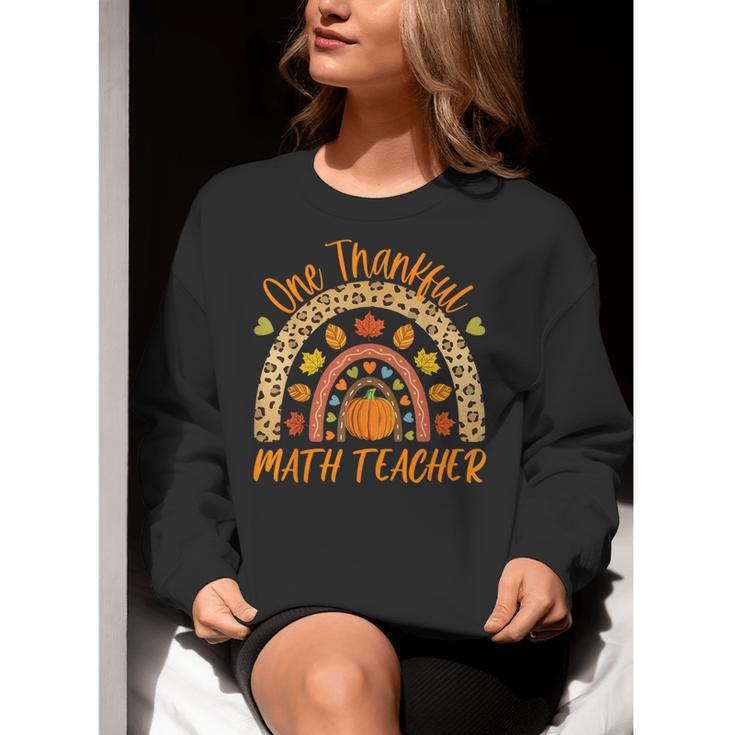 One Thankful Math Teacher Thanksgiving Autumn Fall Rainbow Women Crewneck Sweatshirt, funny gift