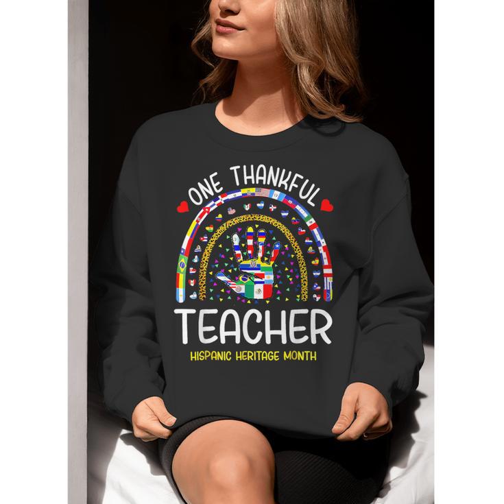 One Thankful Teacher Hispanic Heritage Month Countries Flags Women Crewneck Sweatshirt, funny gift One Thankful Teacher Hispanic Heritage Month Countries Flags Women Crewneck Sweatshirt, funny gift
