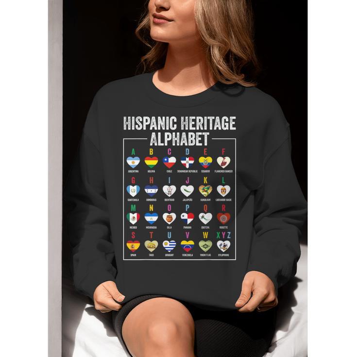 Hispanic Flags Alphabet Hearts Latin Heritage For Teacher Women Crewneck Sweatshirt, funny gift