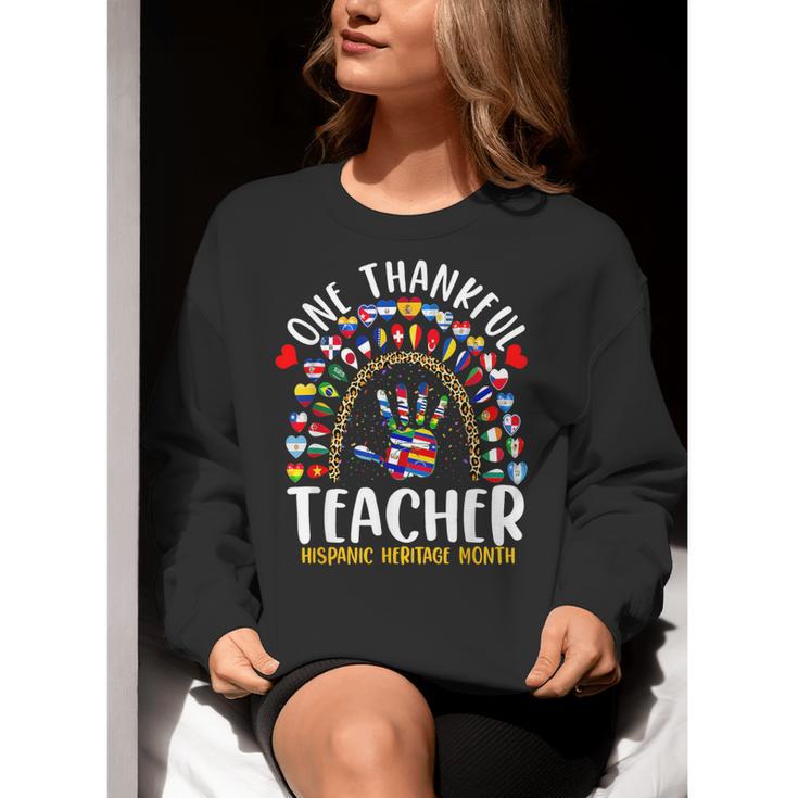 Hispanic Heritage Month One Thankful Teacher Rainbow Women Crewneck Sweatshirt, funny gift Hispanic Heritage Month One Thankful Teacher Rainbow Women Crewneck Sweatshirt, funny gift