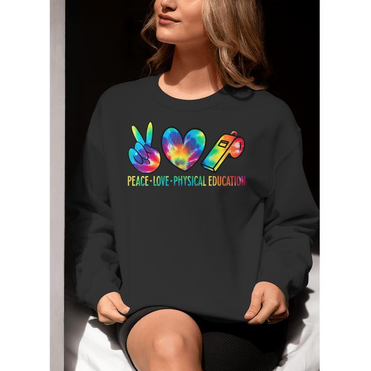 Peace Love Physical Education Tie Dye Sports PE Teacher Women Crewneck Sweatshirt, Pe Teacher Sweatshirts, funny gift