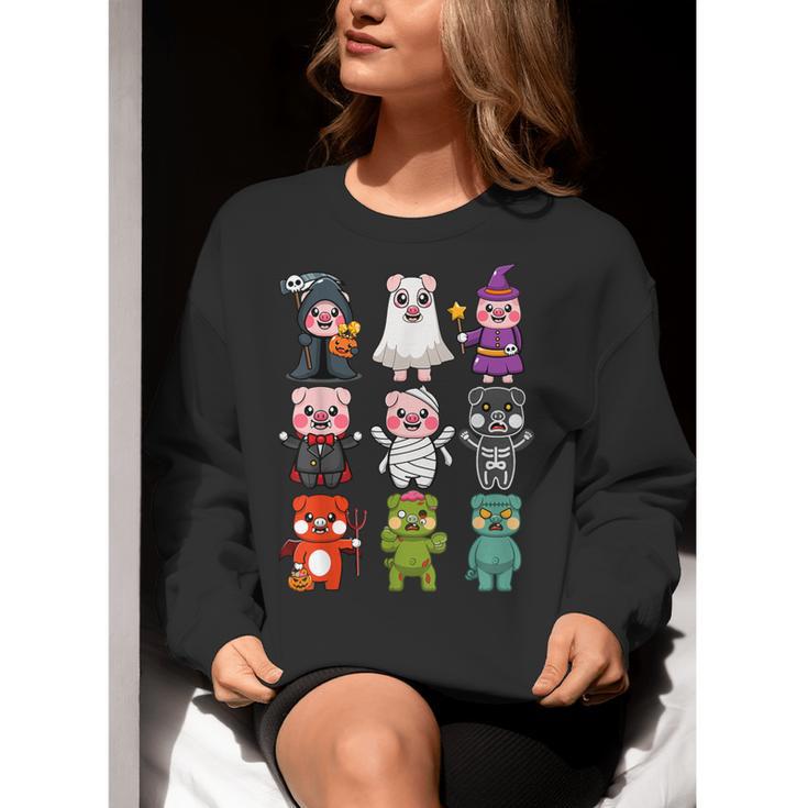 Pig Spooky Ghost Witch Boo-Jee Horror Pumpkin Pig Halloween Women Crewneck Sweatshirt, funny gift