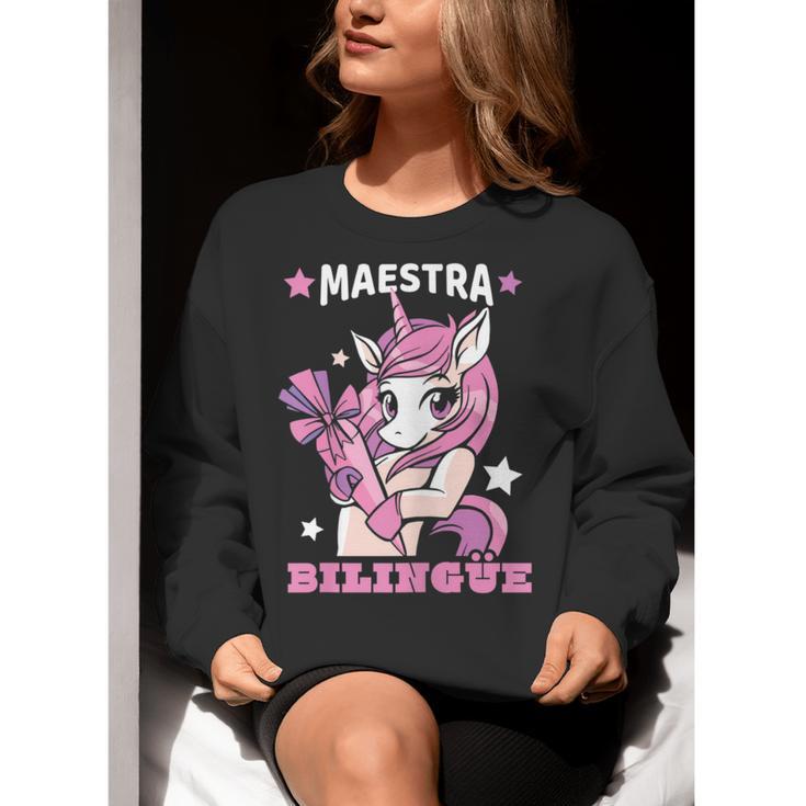 Pink Unicorn Spanish Teacher Regalos Para Bilingue Teacher Women Crewneck Sweatshirt, funny gift
