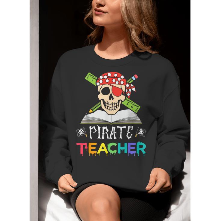 Pirate Teacher Halloween Skull Adult Women Crewneck Sweatshirt, funny gift Pirate Teacher Halloween Skull Adult Women Crewneck Sweatshirt, funny gift
