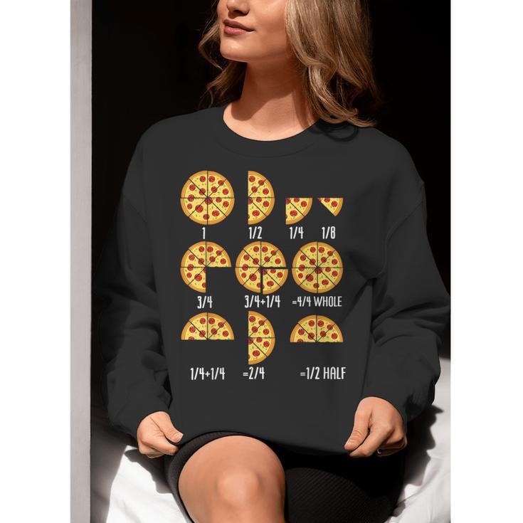 Pizza Slice Fraction Math Teacher Back To School Educational Women Crewneck Sweatshirt, funny gift