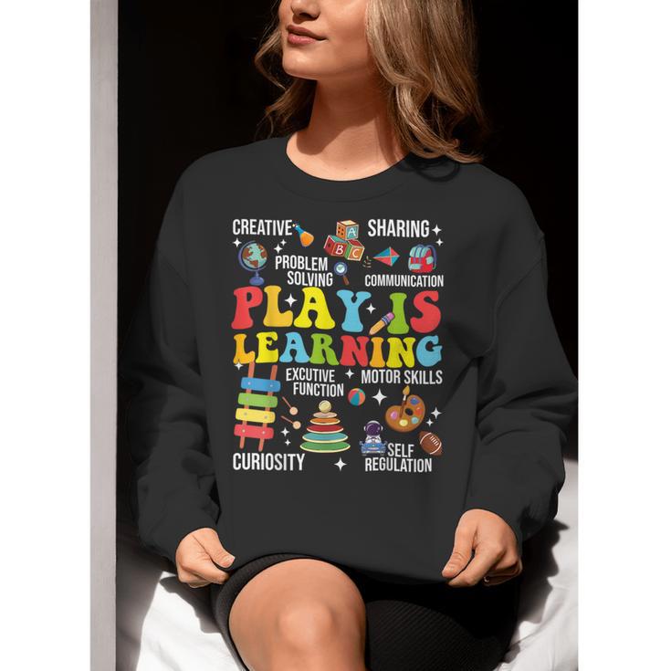Play Is Learning Kindergarten Preschool Teacher Appreciation Women Crewneck Sweatshirt, funny gift Play Is Learning Kindergarten Preschool Teacher Appreciation Women Crewneck Sweatshirt, funny gift