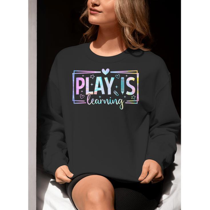 Play Is Learning Kindergarten Teacher Team Women Women Crewneck Sweatshirt, funny gift Play Is Learning Kindergarten Teacher Team Women Women Crewneck Sweatshirt, funny gift