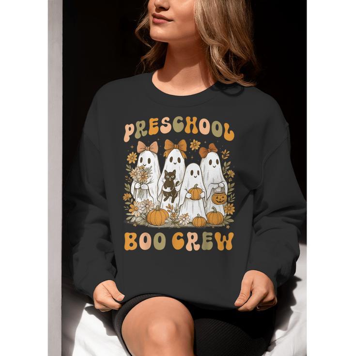 Preschool Boo Crew Halloween Teacher Ghost Costume Matching Women Crewneck Sweatshirt, funny gift