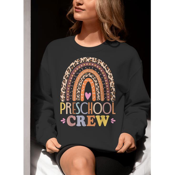 Preschool Crew Cute Leopard Rainbow Back To School Teachers Women Crewneck Sweatshirt, funny gift Preschool Crew Cute Leopard Rainbow Back To School Teachers Women Crewneck Sweatshirt, funny gift