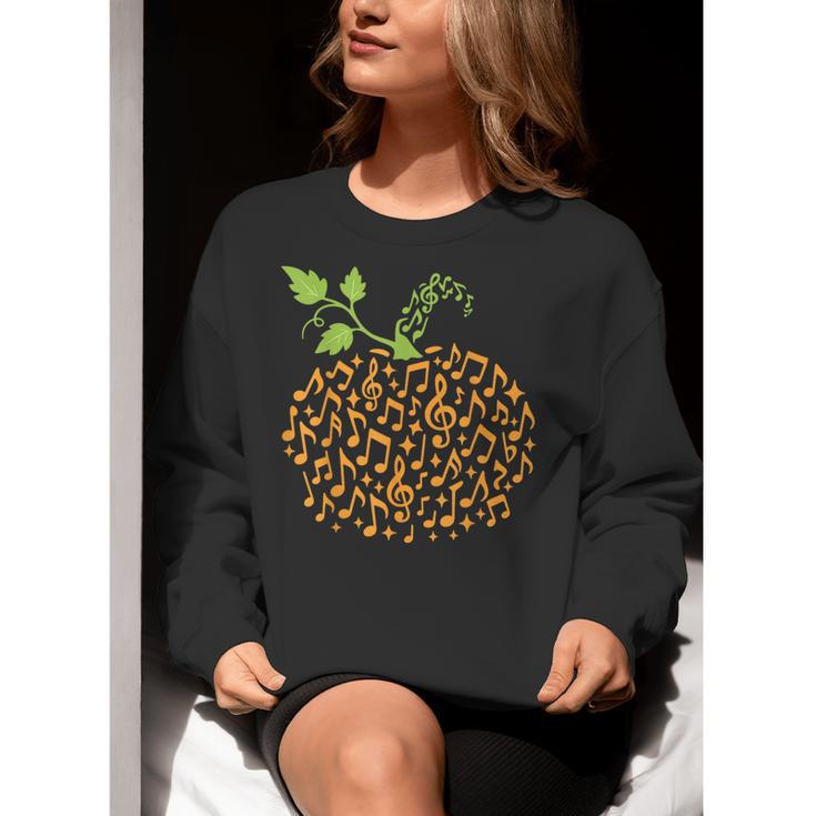 Pumpkin Music Notes Fall Teacher Autumn Halloween Women Crewneck Sweatshirt, funny gift