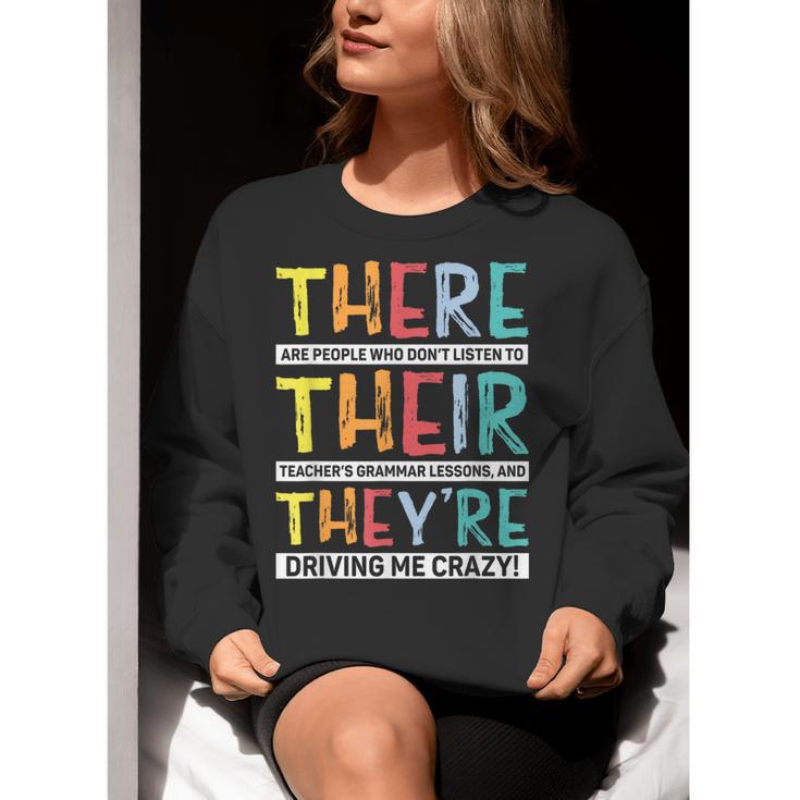 There Their They’Re Grammar Joke For English Teacher Student Women Crewneck Sweatshirt, English Teacher Sweatshirts, funny gift