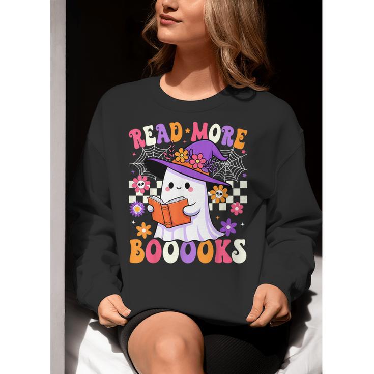 Read More Books Ghost Reading Book Teacher Halloween Women Crewneck Sweatshirt, funny gift