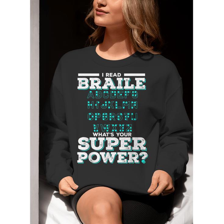 I Read Braille Tell Me Your Superpower Braille Teacher For Men Women Women Crewneck Sweatshirt, funny gift