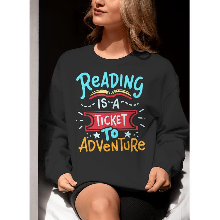 Reading Adventure Library Student Teacher Book Women Crewneck Sweatshirt, funny gift