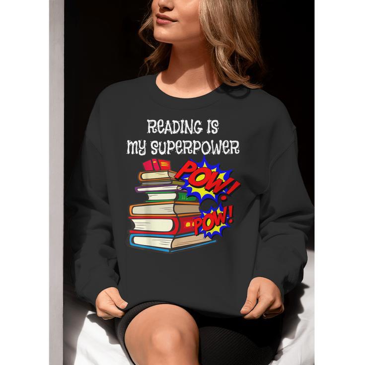 Reading Is My Super Power Superhero Best English Teacher Women Crewneck Sweatshirt, Super Teacher Sweatshirts, English Teacher Sweatshirts, funny gift