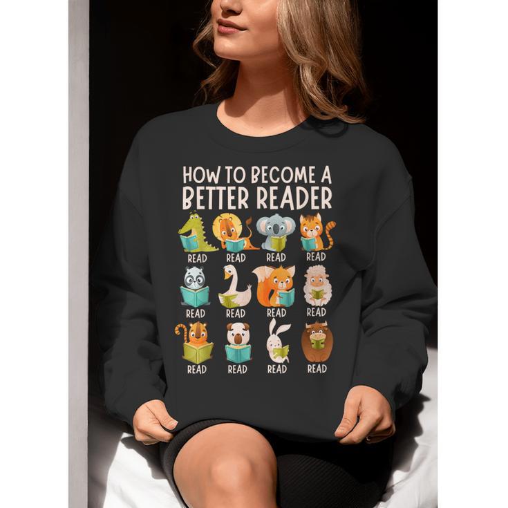 Reading Teacher How To Become a Better Reader Book Lover Fun Women Crewneck Sweatshirt, funny gift Reading Teacher How To Become a Better Reader Book Lover Fun Women Crewneck Sweatshirt, funny gift