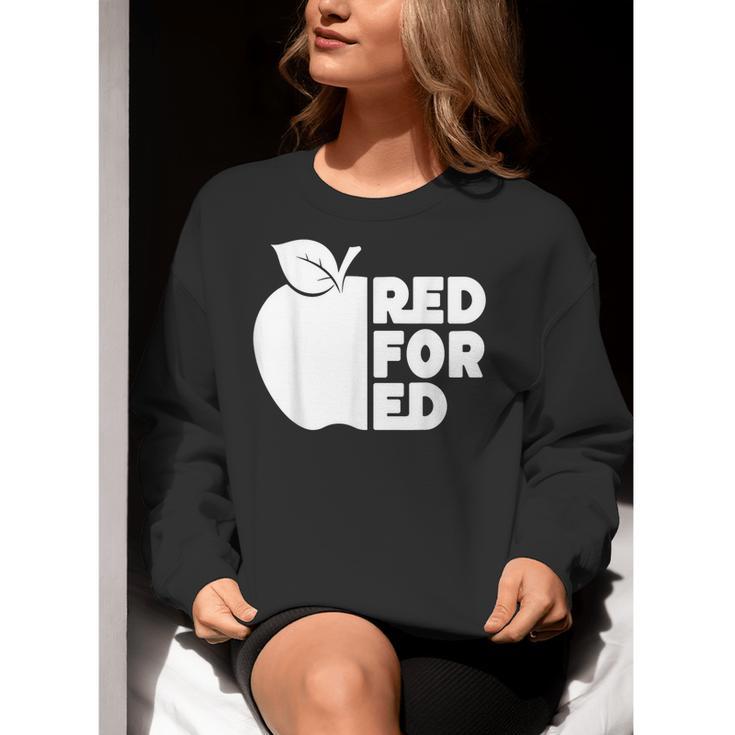 Red For Ed Teacher Support Public Education For Men Women Kids Women Crewneck Sweatshirt, funny gift Red For Ed Teacher Support Public Education For Men Women Kids Women Crewneck Sweatshirt, funny gift