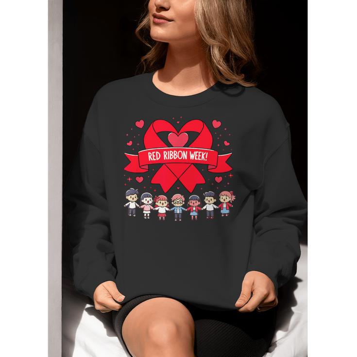 Red Ribbon Week Awareness For Students And Teachers Men Women Girls Kids Women Crewneck Sweatshirt, funny gift