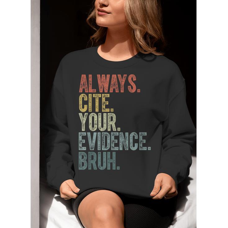 Retro ALways Cite Your Evidence Bruh ELA Teacher For Men Women Kids Women Crewneck Sweatshirt, funny gift Retro ALways Cite Your Evidence Bruh ELA Teacher For Men Women Kids Women Crewneck Sweatshirt, funny gift