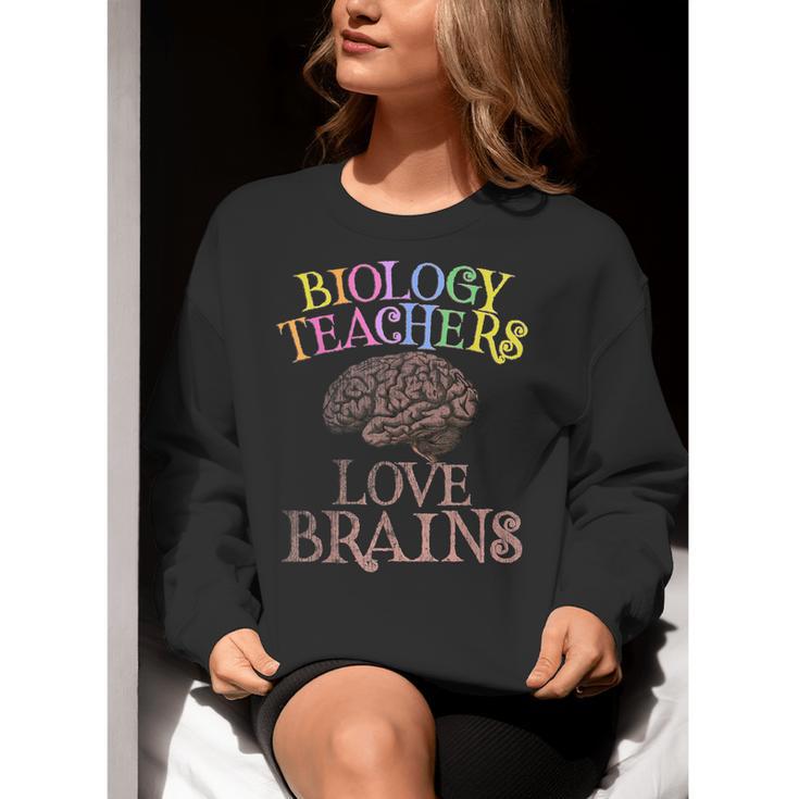Retro BIOLOGY TEACHERS LOVE BRAINS This Is My Scary STEM Women Crewneck Sweatshirt, funny gift