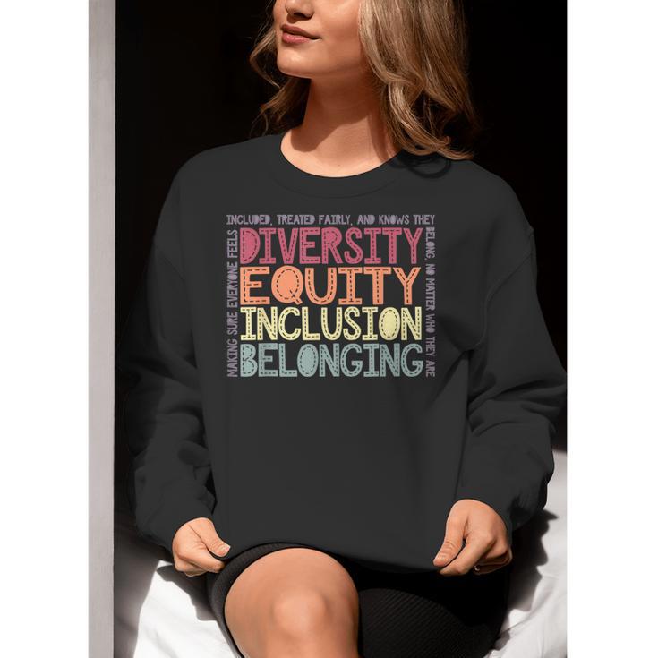Retro Diversity Equity Inclusion Belonging DEIB Teacher Women Crewneck Sweatshirt, funny gift Retro Diversity Equity Inclusion Belonging DEIB Teacher Women Crewneck Sweatshirt, funny gift