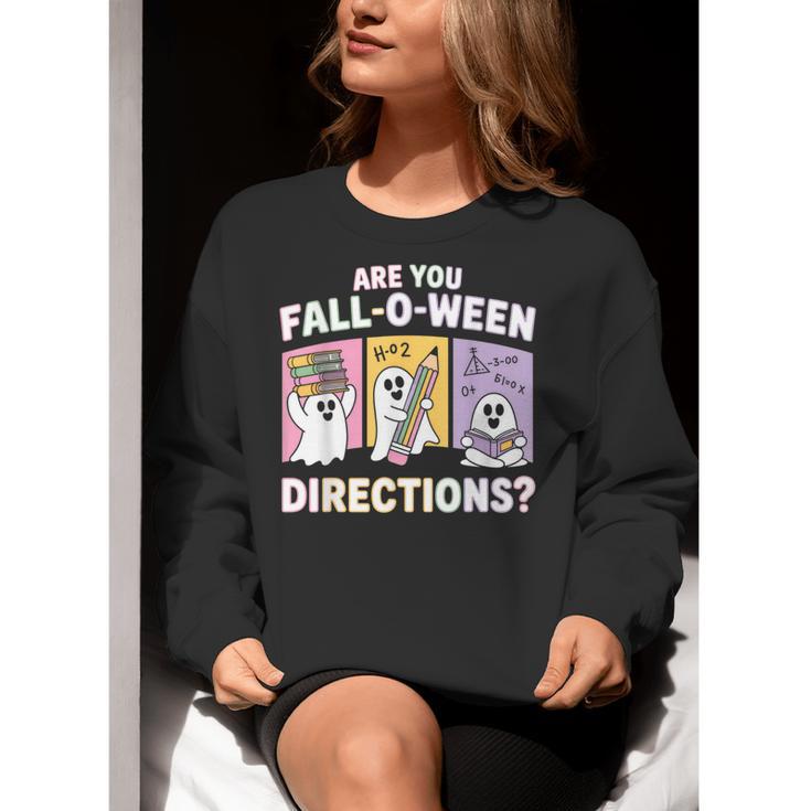 Retro Are You Fall O Ween Directions Teacher Halloween Ghost Women Crewneck Sweatshirt, funny gift Retro Are You Fall O Ween Directions Teacher Halloween Ghost Women Crewneck Sweatshirt, funny gift
