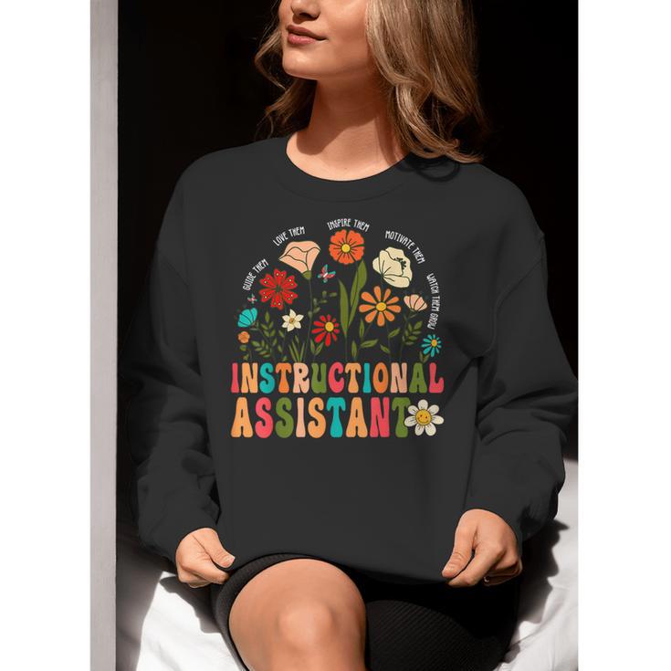 Retro Instructional Assistant Wildflowers Teacher Aide Women Crewneck Sweatshirt, funny gift Retro Instructional Assistant Wildflowers Teacher Aide Women Crewneck Sweatshirt, funny gift