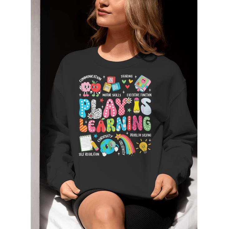 Retro Play Is Learning Kindergarten Teacher Team Women Women Crewneck Sweatshirt, funny gift
