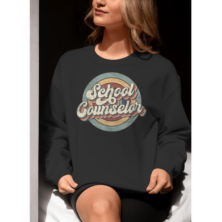 Retro School Counselor Back To School Teacher Squad Crew Women Crewneck Sweatshirt, funny gift