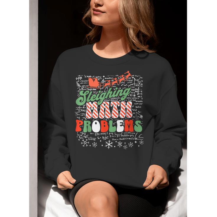 Retro Sleighing Math Problems Santa Math Teacher Christmas Women Crewneck Sweatshirt, funny gift Retro Sleighing Math Problems Santa Math Teacher Christmas Women Crewneck Sweatshirt, funny gift