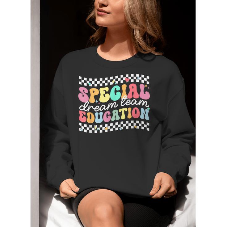 Retro Special Education Squad Groovy Dream Team SPED Teacher Women Crewneck Sweatshirt, Groovy Teacher Sweatshirts, funny gift