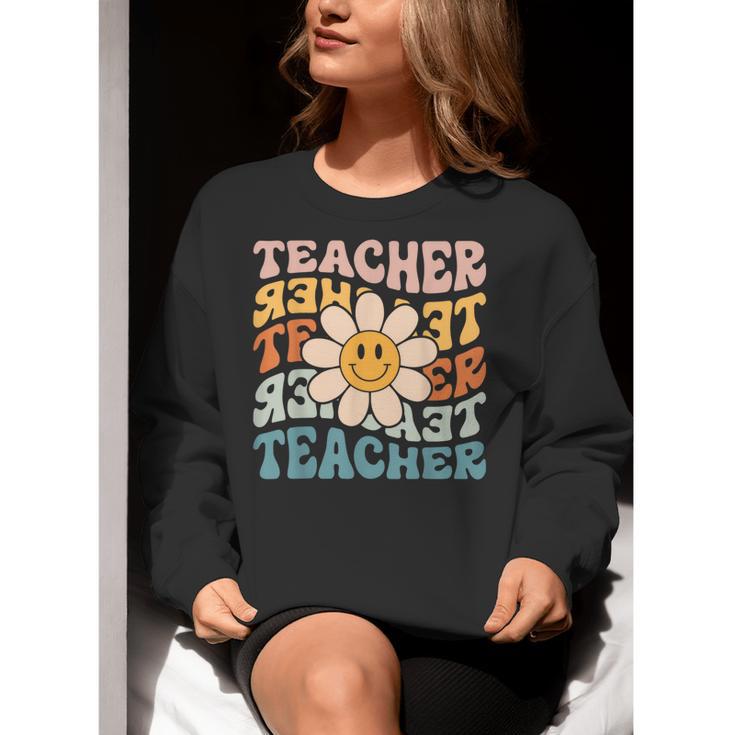 Retro Teacher Daisy Colorful Elementary School Teacher Women Crewneck Sweatshirt, funny gift Retro Teacher Daisy Colorful Elementary School Teacher Women Crewneck Sweatshirt, funny gift