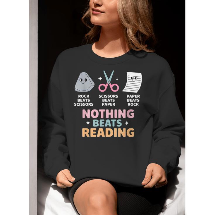 Rock Paper Scissors Teacher Librarian Nothing Beats Reading Women Crewneck Sweatshirt, funny gift Rock Paper Scissors Teacher Librarian Nothing Beats Reading Women Crewneck Sweatshirt, funny gift