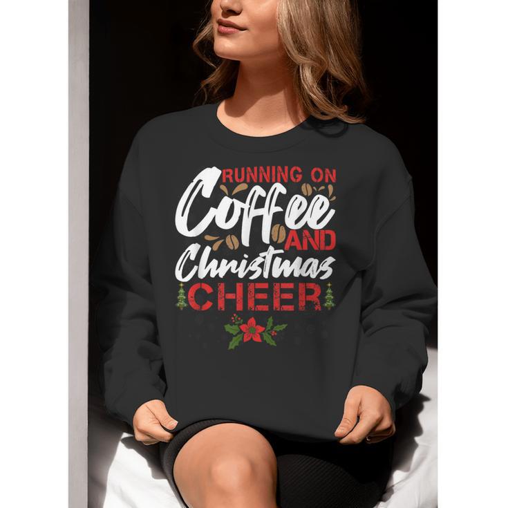 Running On Coffee And Christmas Cheer Lover Teacher For Men Women Kids Women Crewneck Sweatshirt, funny gift