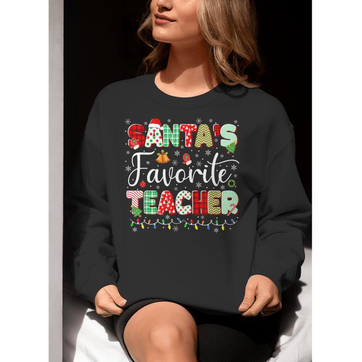 Santas Favorite Teacher Christmas Matching Xmas Men Women Women Crewneck Sweatshirt, funny gift