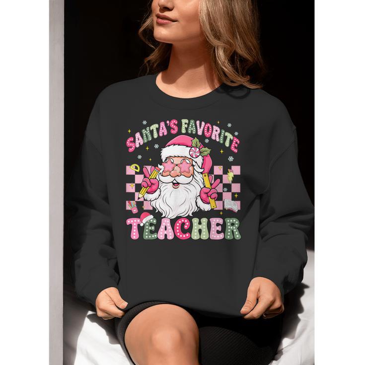 Santa's Favorite Teacher Groovy Christmas Teacher Boys Girls Women Crewneck Sweatshirt, Groovy Teacher Sweatshirts, funny gift Santa's Favorite Teacher Groovy Christmas Teacher Boys Girls Women Crewneck Sweatshirt, Groovy Teacher Sweatshirts, funny gift