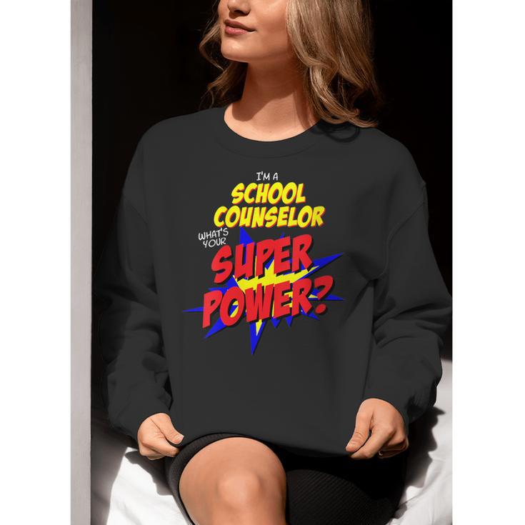 School Counselor Teacher Superhero Superpower Comic Book Women Crewneck Sweatshirt, funny gift School Counselor Teacher Superhero Superpower Comic Book Women Crewneck Sweatshirt, funny gift