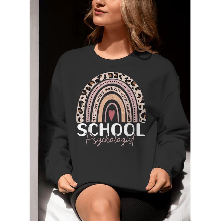 School Psych Teacher School Psychologist Leopard Rainbow Women Crewneck Sweatshirt, funny gift School Psych Teacher School Psychologist Leopard Rainbow Women Crewneck Sweatshirt, funny gift