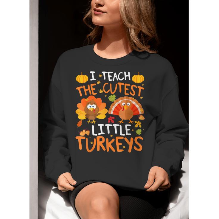 School Thankful I Teach The Cutest Little Turkeys Thanksgiving Teacher Women Crewneck Sweatshirt, funny gift School Thankful I Teach The Cutest Little Turkeys Thanksgiving Teacher Women Crewneck Sweatshirt, funny gift