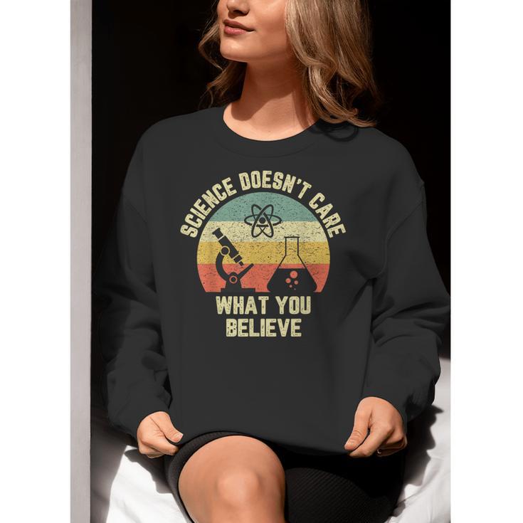 Science Doesn't Care What You Believe Science Teacher Men Women Kids Women Crewneck Sweatshirt, Science Teacher Sweatshirts, funny gift
