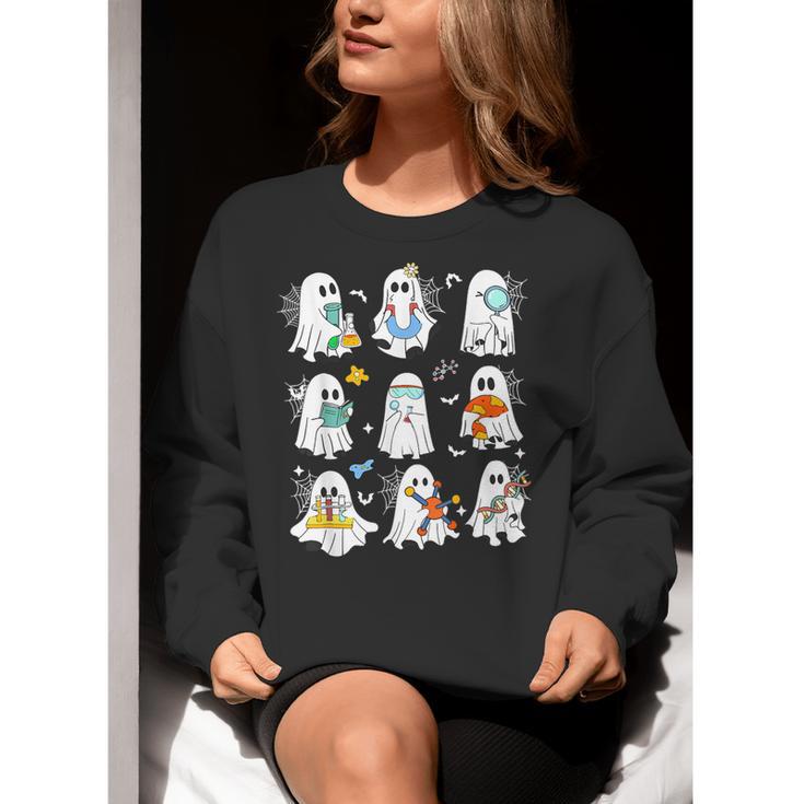 Science Teacher Ghost Laboratory Halloween Teacher Women Crewneck Sweatshirt, Science Teacher Sweatshirts, funny gift