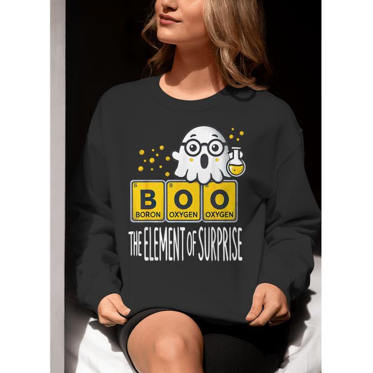 Science Teacher Halloween Elements Of Surprise Chemistry Women Crewneck Sweatshirt, Science Teacher Sweatshirts, funny gift
