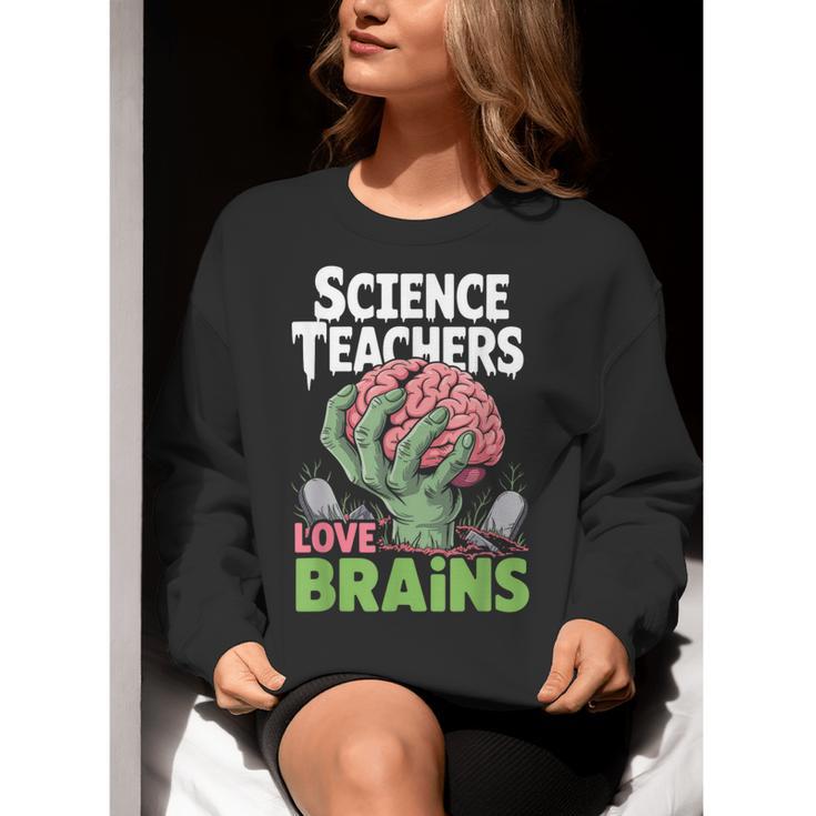 Science Teachers Love Brains Shirt Men Women Halloween Women Crewneck Sweatshirt, Science Teacher Sweatshirts, funny gift