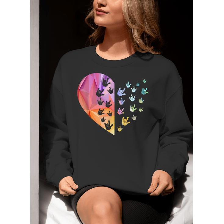 Sign Language Heart ASL For Deaf Teacher Women Crewneck Sweatshirt, funny gift Sign Language Heart ASL For Deaf Teacher Women Crewneck Sweatshirt, funny gift