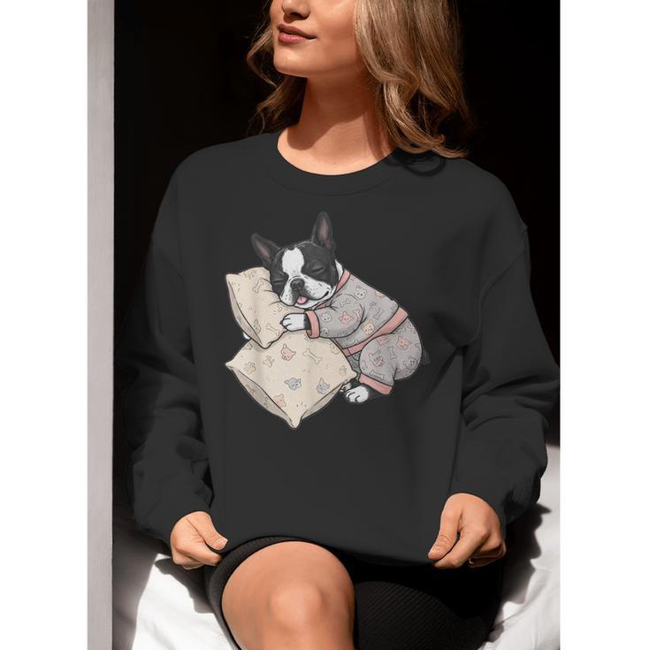 Sleepy Boston Terrier Pajama Men Women Kids Women Crewneck Sweatshirt, funny gift