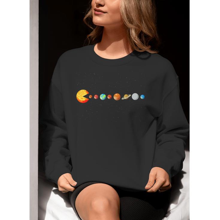 Solar System Teacher Video Games Sun Eating Planets Women Crewneck Sweatshirt, funny gift Solar System Teacher Video Games Sun Eating Planets Women Crewneck Sweatshirt, funny gift